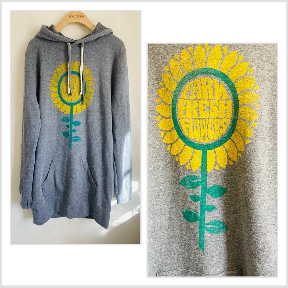 Nantucket Bartlett’s Farm Hoodie XL Gray Flowers Sunflower Graphic